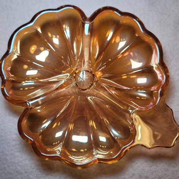 0824. A Pair ~ Vintage ~ Jeannette ~ Marigold ~ 3 Section ~ Carnival Glass ~ - Picture 7 of 11
